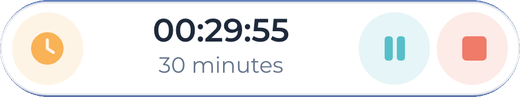 Lopende Qudoo-timer met nog 29 minuten van de 30